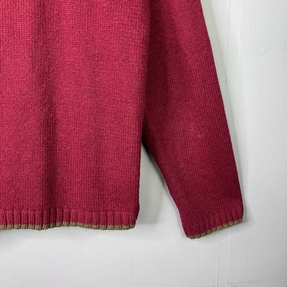 Croft & Barrow Wool Angora Snowman Christmas Tree Burgundy Full Zip Sweater Sz L - Picture 16 of 16